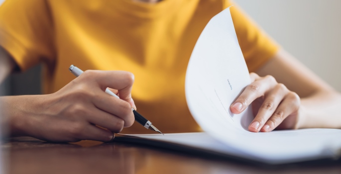 Person completing paperwork