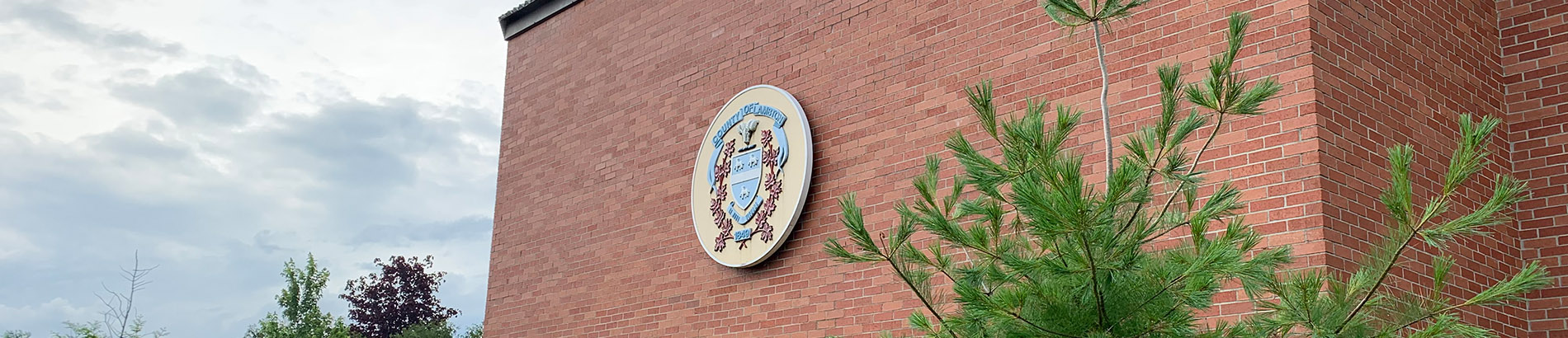 County Crest on the front of the Administration Building
