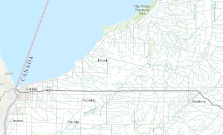 County of Lambton Map