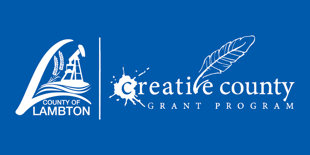 White Creative County logo on blue background