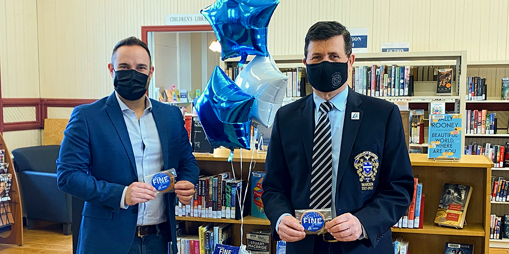 Andrew Meyer and Warden Marriott at Petrolia Library