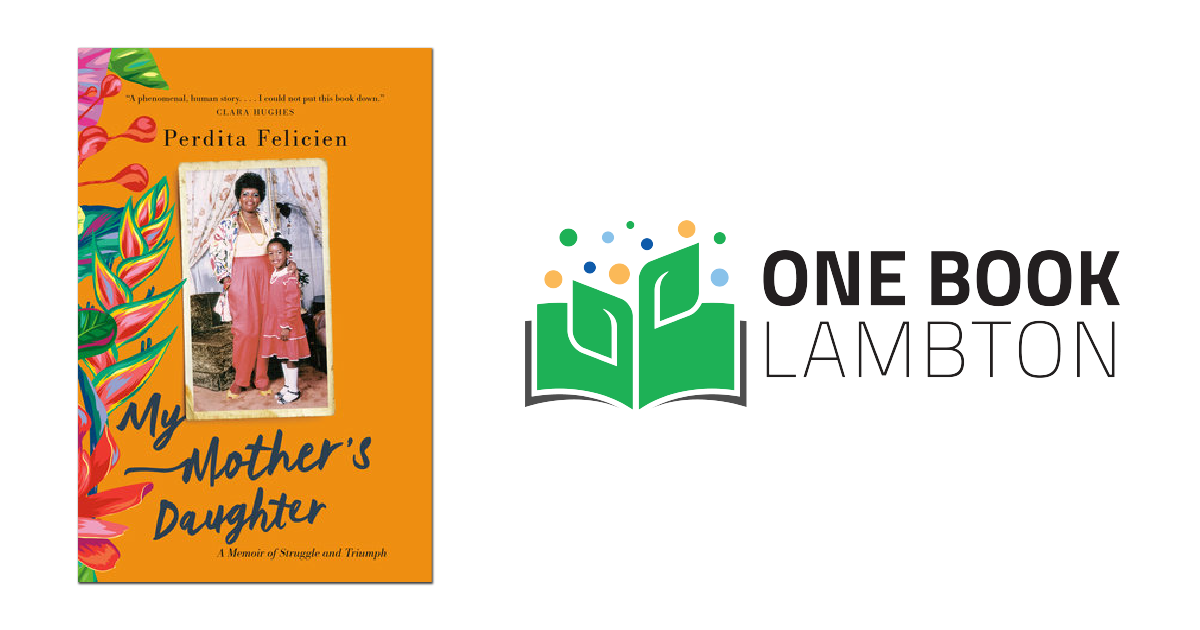 One Book Lambton logo with image of "My Mother's Daughter" book cover