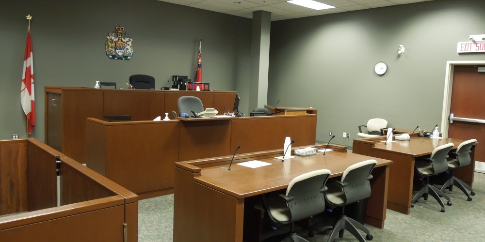 Empty provincial offences courtroom