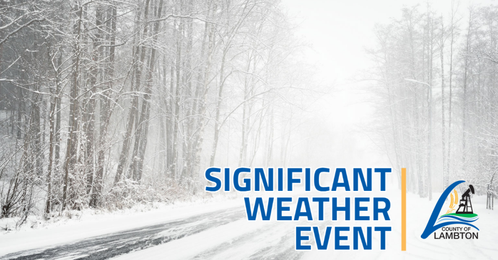 snowy road with "significant weather event" text overlay