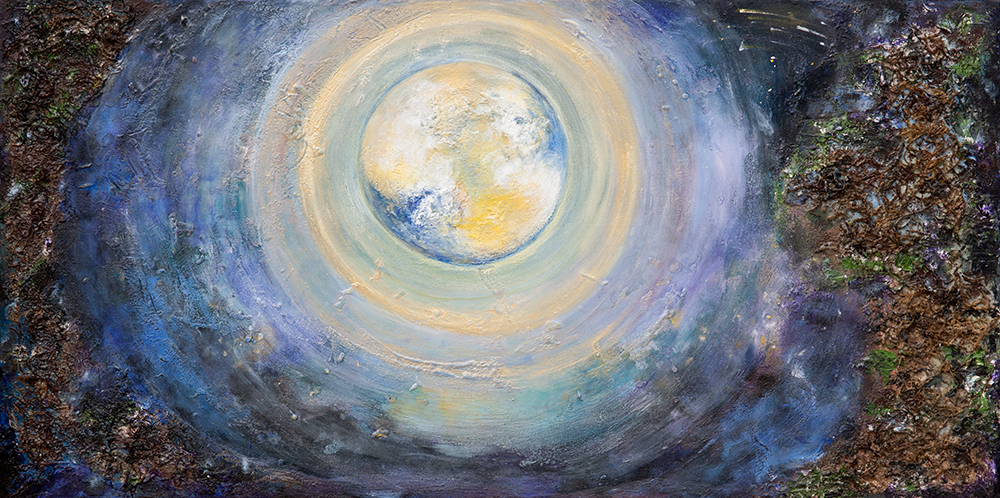 Suellen Evoy-Oozeer painting titled Moon Shadow included in the art exhibit S.H.E. is Healing