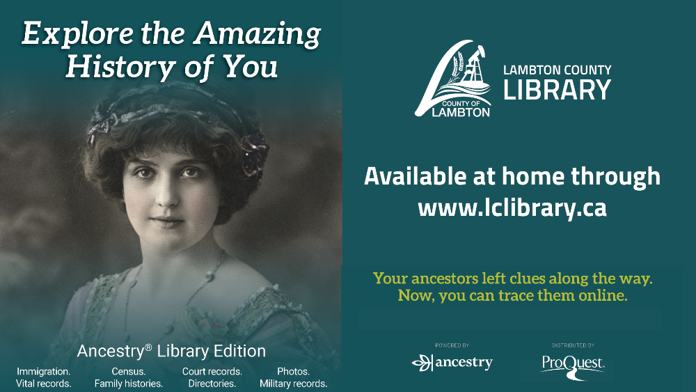Ancestry Library Edition Ad from Lambton County Library