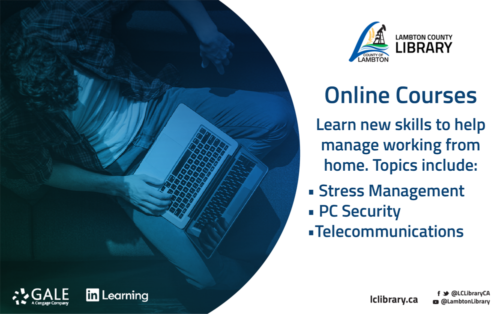 advertisement for online learning with Lambton County Library