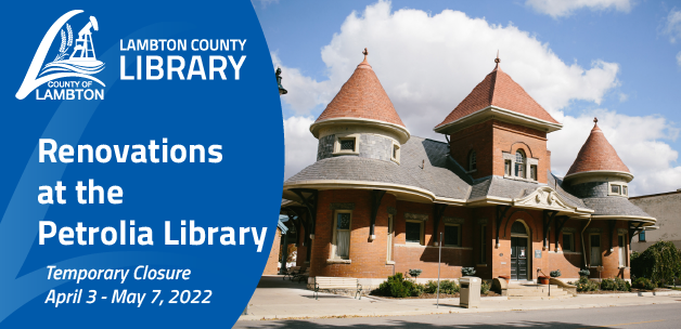 Petrolia Library exterior with text sharing closure details