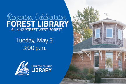 Exterior image of Forest Library with reopening celebration details