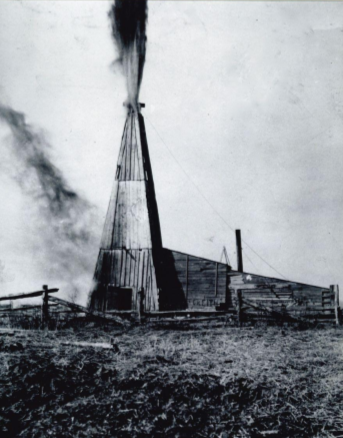 historical photo of oil well