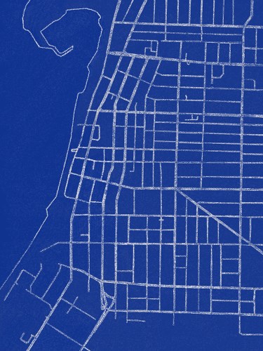 sketch of sarnia area in white on blue background