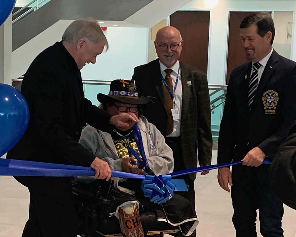 Ribbon Cutting - City of Sarnia Mayor Mike Bradley, Indigenous Elder Michael Plain, Lambton County CAO Ron Van Horne and Lambton County Warden Kevin Marriott