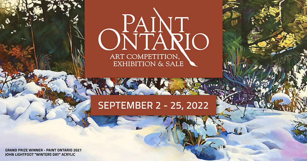 "winters day" painting by John Lightfoot - 2021 grand prize winner, with Paint Ontario text overlaid
