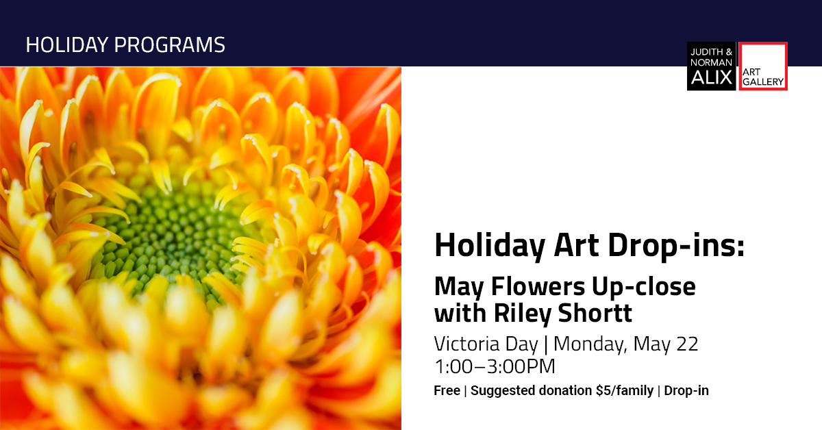 Family holiday program details with a photo of a yellow and orange flower