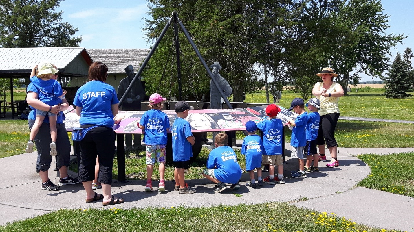 A summer camp group visits the Oil Museum of Canada