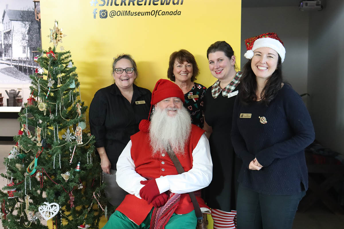 Oil Museum of Canada staff in the Museum with Santa