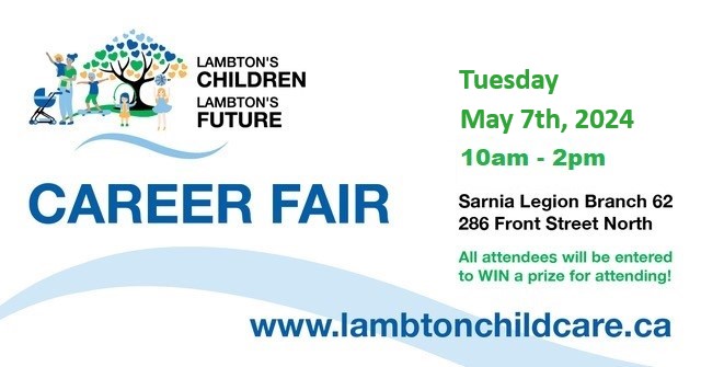Career Fair promotional image with Lambton's Children Lambton's Future logo and event details