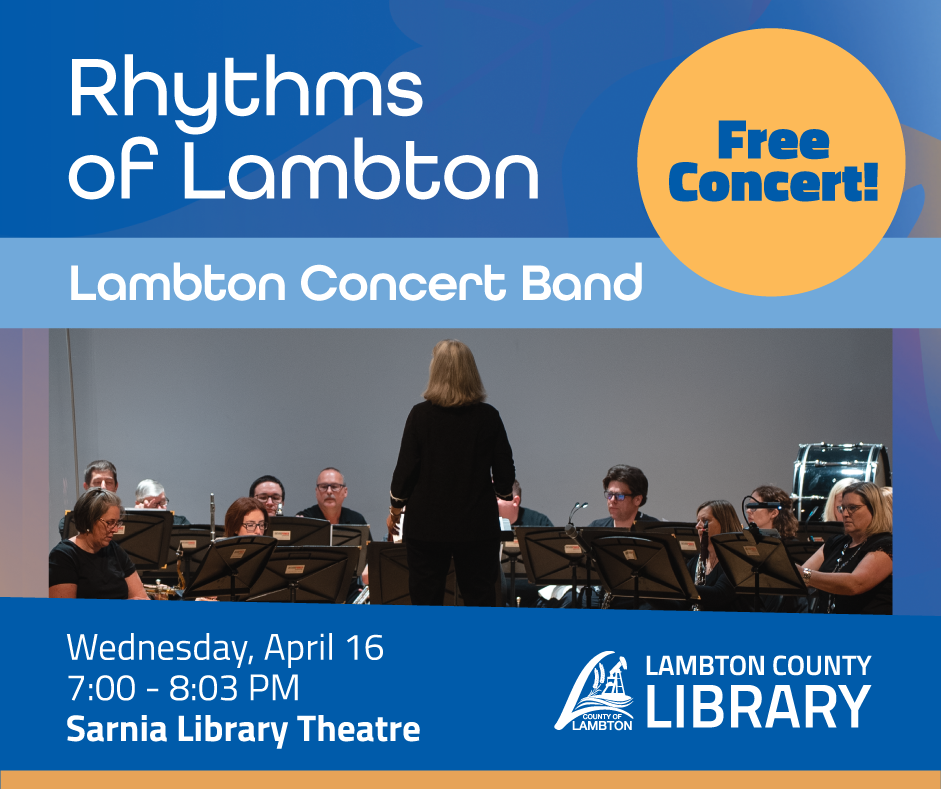 Photo of the Lambton Concert Band accompanied by program text