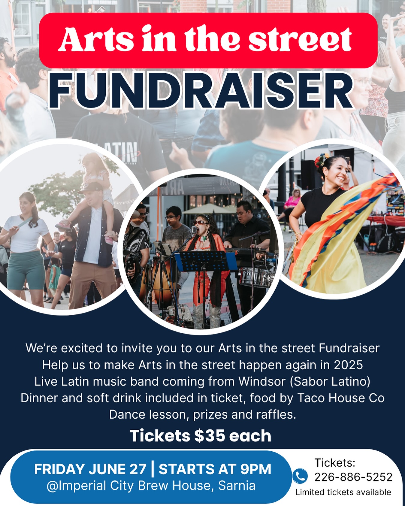 arts in the street fundraiser night promotional poster