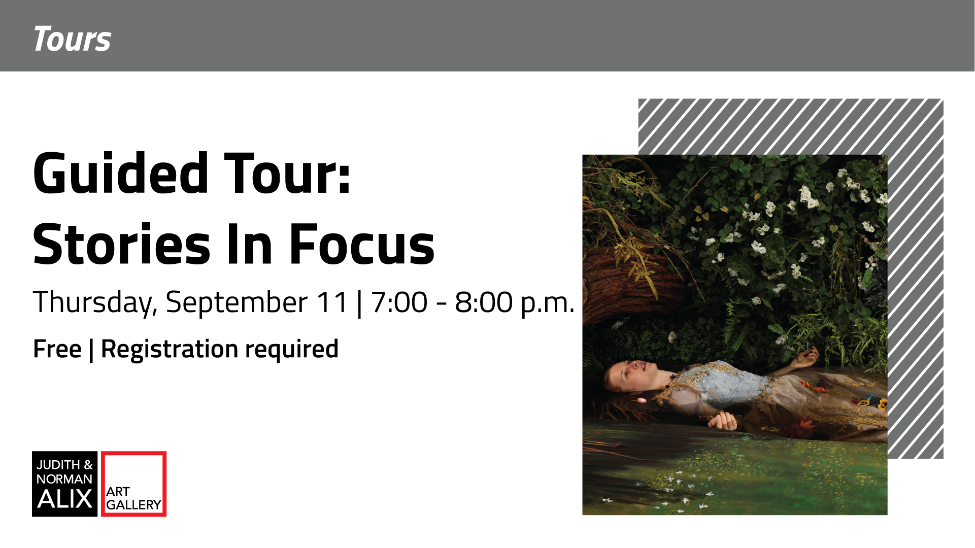 Promotional image for the guided tour of the Stories in Focus exhibition