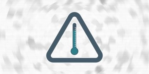 Thermometer in alert symbol