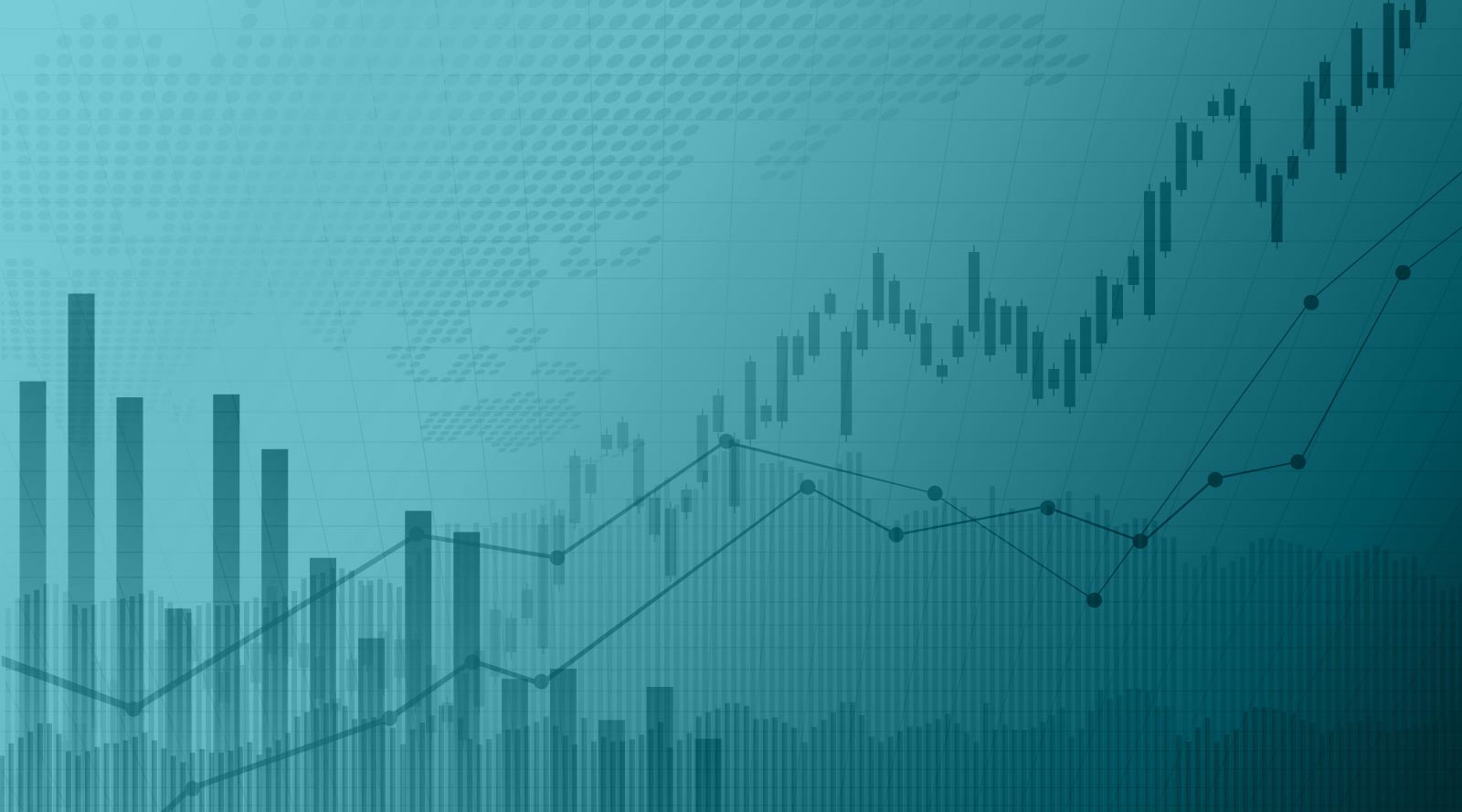 blue graphs showing various lines and bars