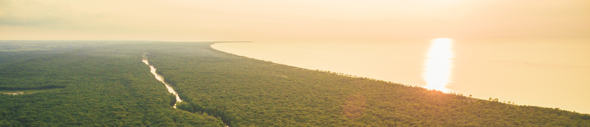 Aerial view of sunset over pinery park